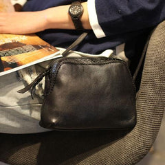 Small Brown Leather Crossbody Bag Zip Shoulder Bag - Annie Jewel