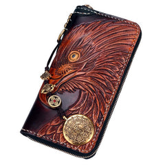 Handmade Leather Eagle Mens Chain Biker Wallet Cool Leather Wallet With Chain Wallets for Men