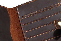 Handmade Genuine Leather Clutch Passport Wallet Bifold Long Wallet Purse Bag For Mens