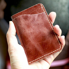 Handmade Dark Brown Leather Mens Card Holder Tan Card Holder Small Card Case For Men