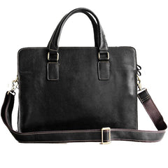 Vintage Black Leather Mens Briefcases Work Bag Laptop Bag Business Bag for Men