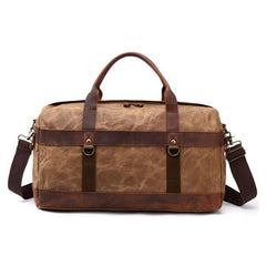 Mens Waxed Canvas Leather Weekender Bag Canvas Large Travel Bag for Men
