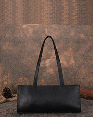 Handmade Brown Leather Womens Vintage Baguette Bag - Card Slots Detail