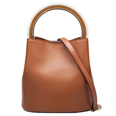 Cute Leather Womens Mini Bucket Handbag Crossbody Purse Barrel Shoulder Bag for Women