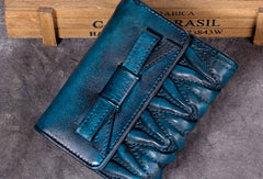Genuine Leather Wallet Folded billfold Wallet Vintage Bowknot Wallet Purse Cute Gift For Women