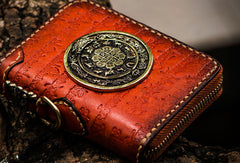 Handmade leather Mens Tibet Small biker chain wallet zipper billfold Chain Wallet for Men - EverHandmade