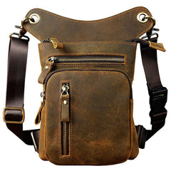 Cool Leather Mens Drop Leg Bag Belt Pouch Waist Bag Shoulder Bag for Men