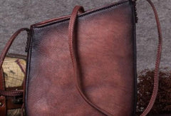 Genuine Leather Handbag Vintage Bucket Bag Crossbody Bag Shoulder Bag Purse For Women