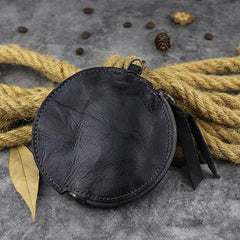 Mens Brown Leather Coin Purse Coin Pouch Change Case Mini Leather Pouch For Men and Women