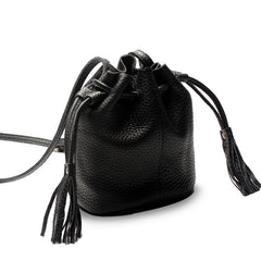 Mini LEATHER WOMEN Barrel Bag Small Bucket Purse SHOULDER Purses FOR WOMEN