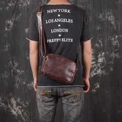 Cool Brown Leather Men's Small Shoulder Bag Messenger Bag Side Bag For Men