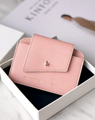 Cute Women Pink Leather Card Holders Slim Card Wallet Coin Holder Change Wallet For Women