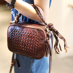 Brown Leather Satchel Purse Small Brown Leather Crossbody Bag - Annie Jewel