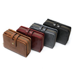 Cool Brown Leather Men's Black billfold Small Wallet Black Bifold Wallet For Men