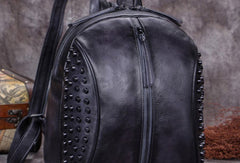Genuine handmade Leather backpack bag rivet shoulder bag women leather purse - EverHandmade