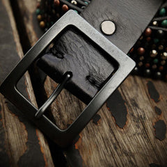 Handmade Genuine Leather Mens Belt Custom Cool Leather Men Black Belts for Men