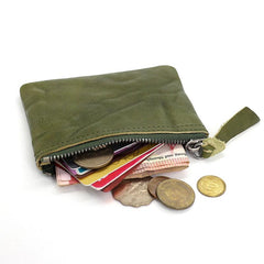 Leather Mens Zipper Front Pocket Wallet Small Wallet Card Wallet Change Wallet for Men