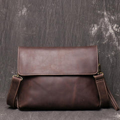 Vintage Black LEATHER MENS Ipad Courier Bag - Bill Slots Detail