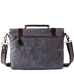 Waxed Canvas Leather Mens Side Bag 14‘’ Messenger Bag Computer Bag For Men