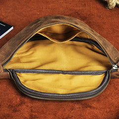 Cool Vintage Brown Mens Leather Fanny Pack Belt Bags Waist Bag For Men