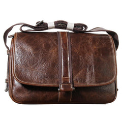 Handmade Genuine Leather Mens Cool Messenger Bag Sling Bag Chest Bag Bike Bag Cycling Bag for men