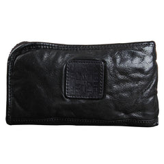 Genuine Leather Mens Cool Long Leather Wallet Cards Phone Zipper Clutch Wristlet Wallet for Men