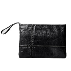 Fashion Leather Men's Black Envelope Clutch Wristlet Clutch Business Clutch For Men