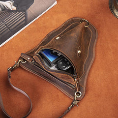 Vintage Brown LEATHER MEN'S Ox Fanny Pack - Chain Detail