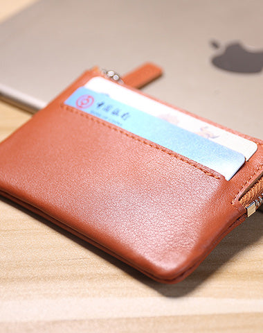 Cute Women Brown Leather Mini Card Wallet Coin Wallets Slim Change Wallets For Women