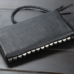 Handmade Mens Cool Long Leather Chain Wallet Cards Biker Trucker Wristlet Wallet