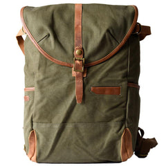 Green Canvas Mens Cool Backpack Large Travel Backpack Canvas Hiking Backpack for Men