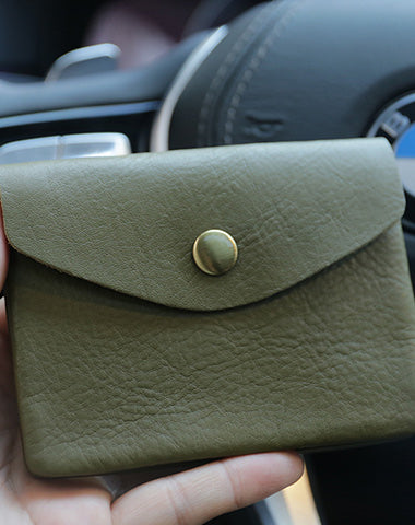 Mini Womens Black Leather Billfold Wallet Small Wallet with Coin Pocket Envelope CH00482125