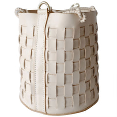 Handmade Leather Beige Braided Womens Handbag Crossbody Purse Shoulder Bag for Women