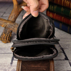 Small Mens Leather Belt Pouch Side Bag Holster Belt Case Waist Pouch for Men