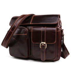 Cool Dark Brown Vintage Leather Small Side Bag Messenger Bag Shoulder Bags For Men