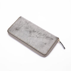 Gray Pink Womens Leather Zipper Long Wallet Phone Long Clutch Wallet for Women