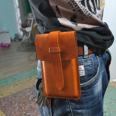 Handmade Leather Belt Pouch Mens Waist Bag Phone holsters for Men