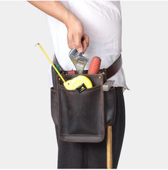 Cool Men's Leather Tool Pouch electrician Waist tool bag  Belt Pouch For Men