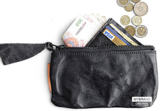 Cool Mens Leather long wallet for men zipper clutch vintage wallet for men