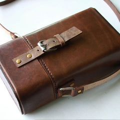 Handmade Leather Mens Small Box Bag Shoulder Bag Messenger Bag for Men