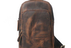Cool Mens Leather Chest Bags Sling Bag Sling pack Shoulder Sling bags For Men