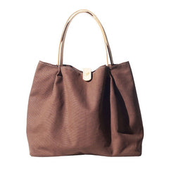 Handmade Coffee Canvas Leather Womens Tote Purse Handbag Tote Shopper Bag for Women