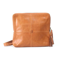 Square Crossbody Bag Brown Leather Satchel Purse - Annie Jewel