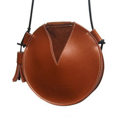 Cute LEATHER WOMEN SHOULDER Circle BAG Crossbody Round Purses FOR WOMEN