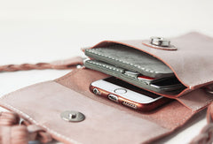Handmade leather beige purse phone bag shoulder bag cossbody bag purse women - EverHandmade