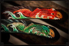 Handmade Leather Tooled Carp Mens Belt Cool Leather Men Belt for Men