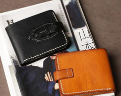 Handmade Leather Mens Cool Slim Leather Small Wallet Men billfold Wallets for Men
