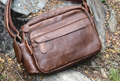 Genuine Leather Messenger Bag Cool Chest Bag Crossbody Bag Travel Bag Hiking Bag for men