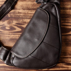 Cool Leather Mens Chest Bag Sling Bag Sling Crossbody Bag Travel Sling Bag for men