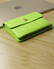 Cute Women Green Leather Mini Zip Coin Wallets Change Wallets Slim Billfold Wallet For Women